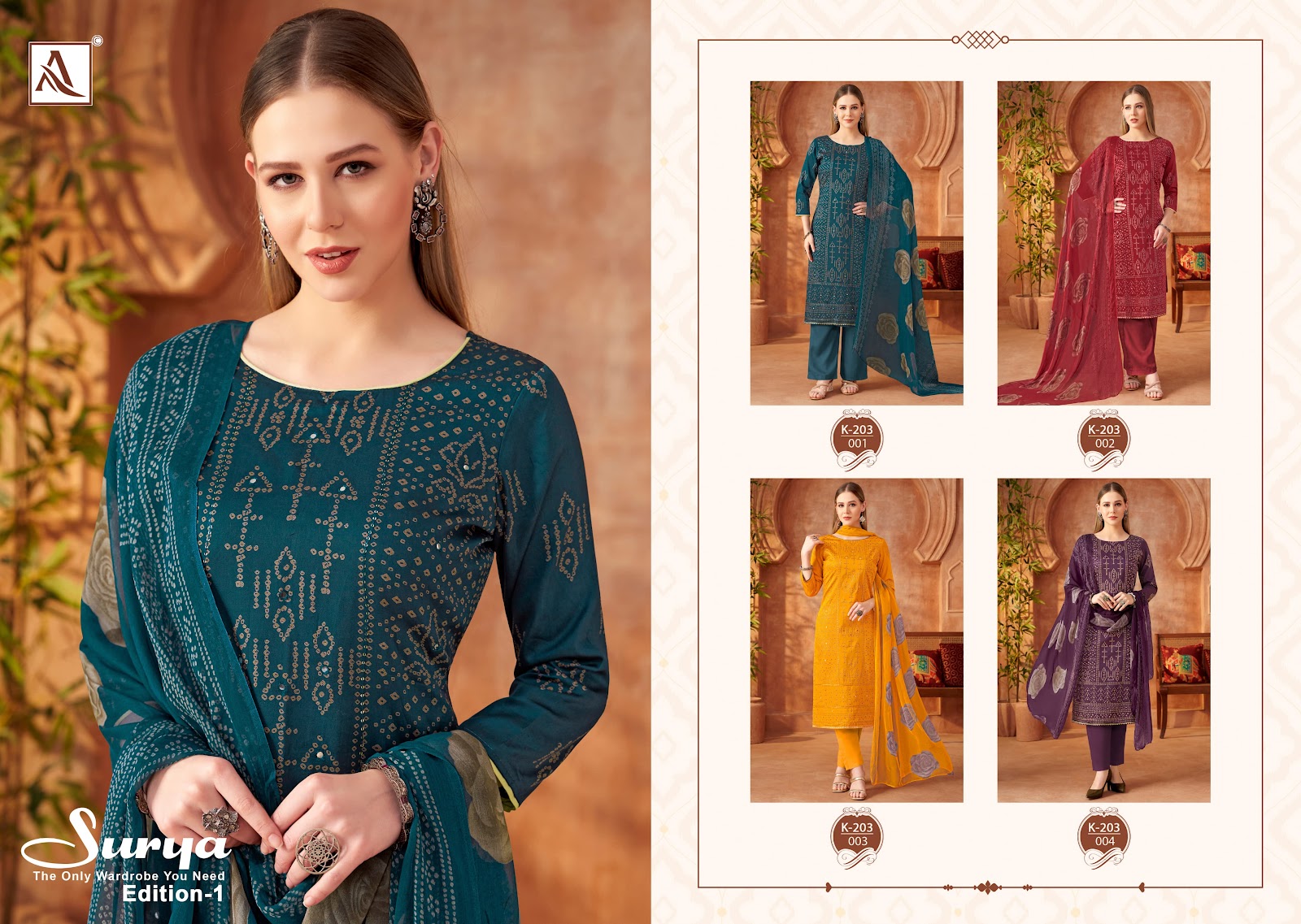 Surya Edition 1 Alok Pure Zam Karachi Salwar Suits Wholesaler Gujarat