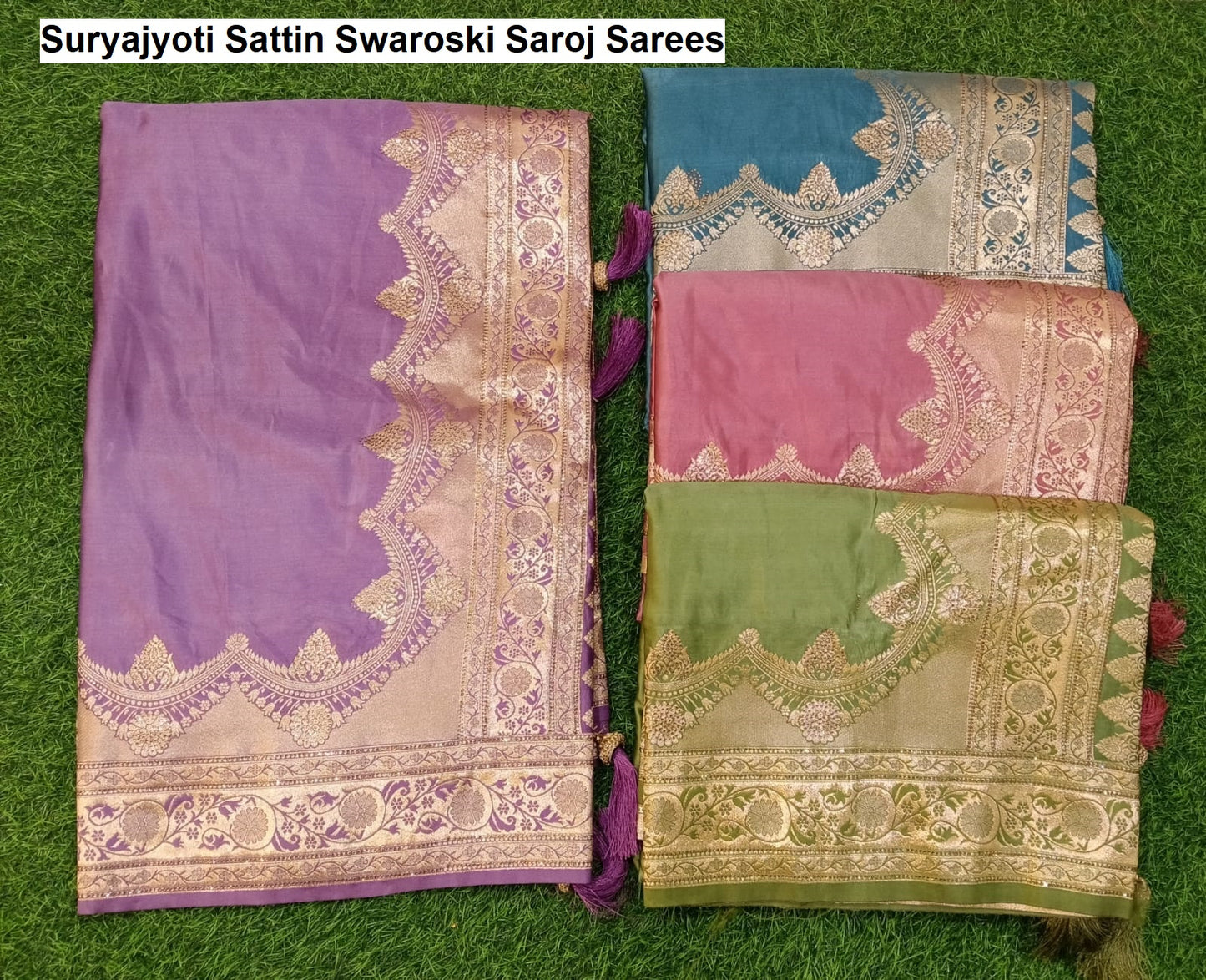 Suryajyoti Sattin Swaroski Saroj Sarees Wholesale