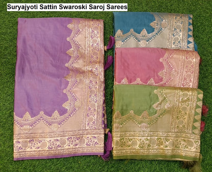 Suryajyoti Sattin Swaroski Saroj Sarees Wholesale