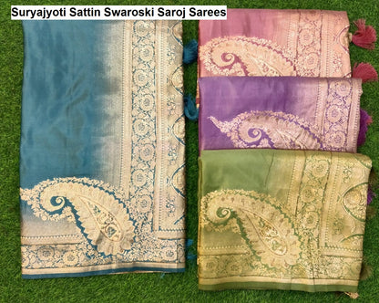 Suryajyoti Sattin Swaroski Saroj Sarees Wholesale