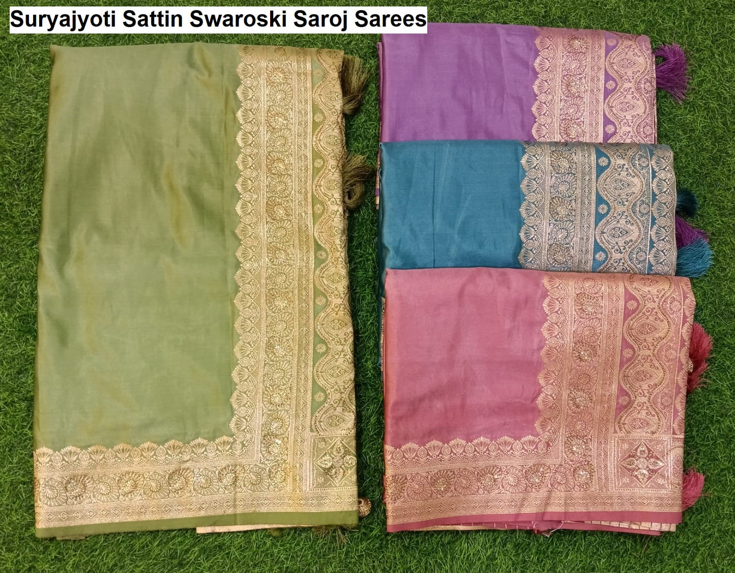 Suryajyoti Sattin Swaroski Saroj Sarees Wholesale