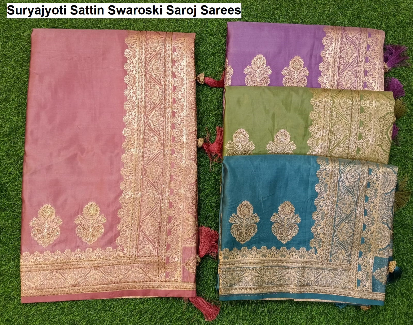 Suryajyoti Sattin Swaroski Saroj Sarees Wholesale