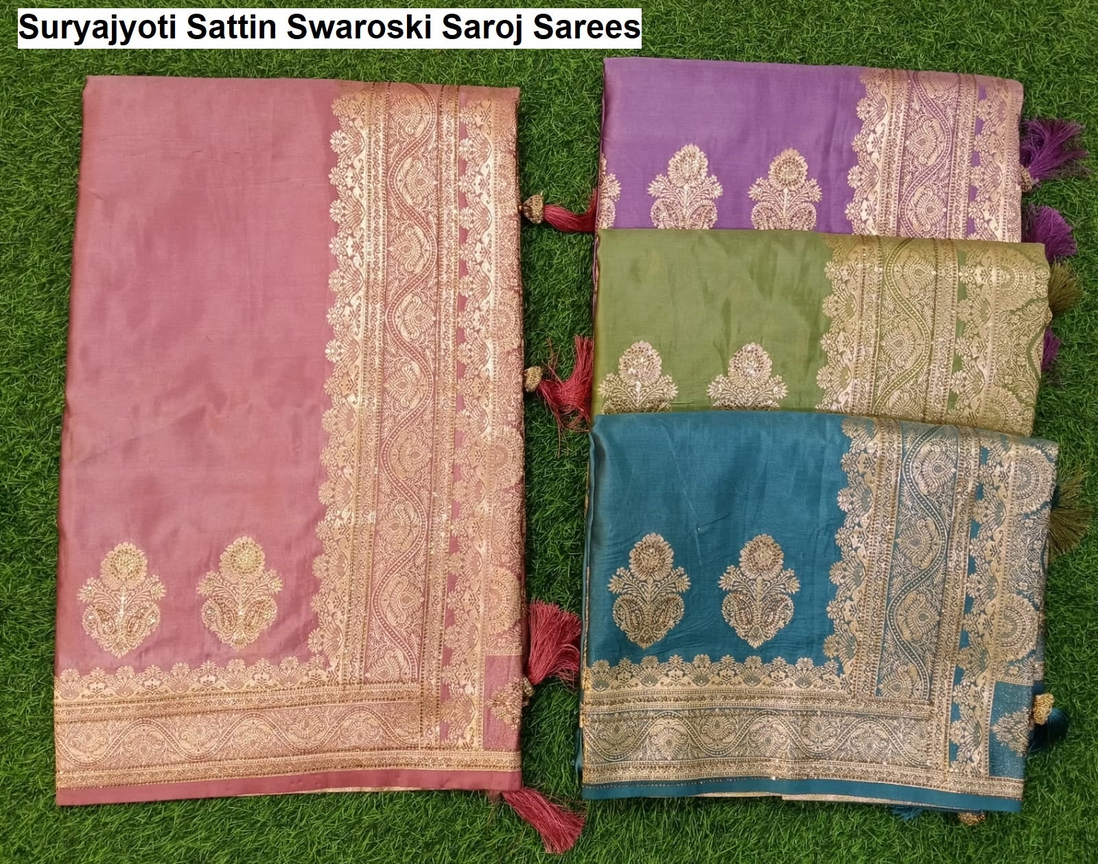 Suryajyoti Sattin Swaroski Saroj Sarees Wholesale