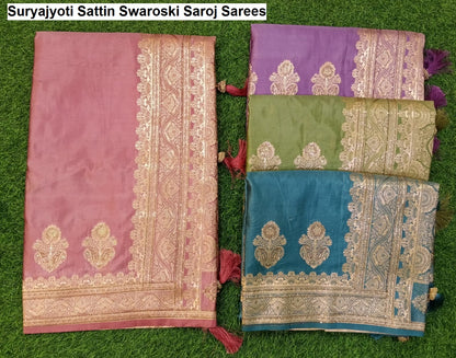 Suryajyoti Sattin Swaroski Saroj Sarees Wholesale