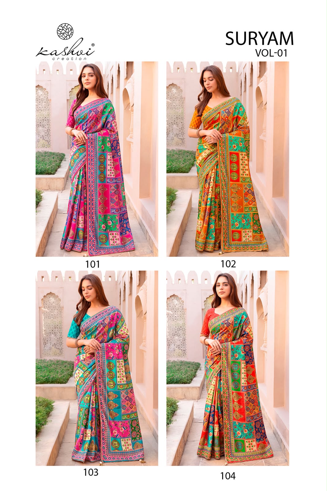 Suryam Vol 1 Kashvi Creation Chinon Sarees Exporter Ahmedabad