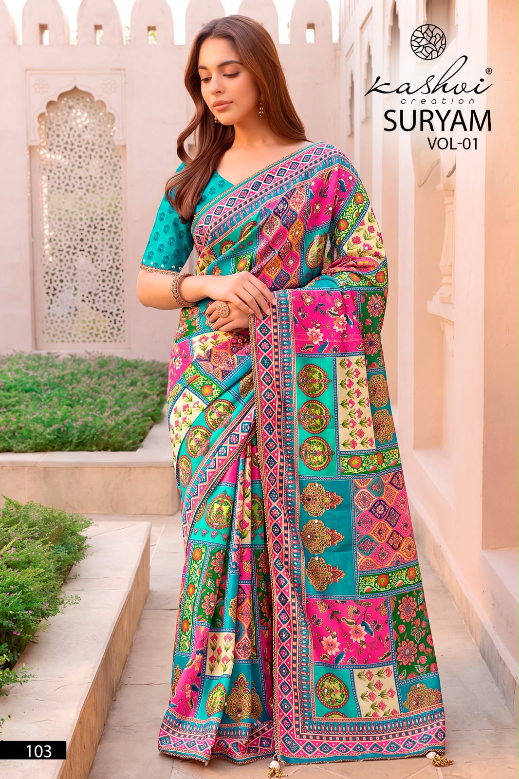 Suryam Vol 1 Kashvi Creation Chinon Sarees Exporter Ahmedabad