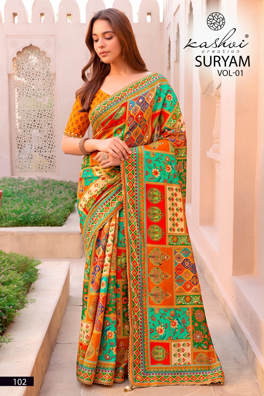Suryam Vol 1 Kashvi Creation Chinon Sarees Exporter Ahmedabad