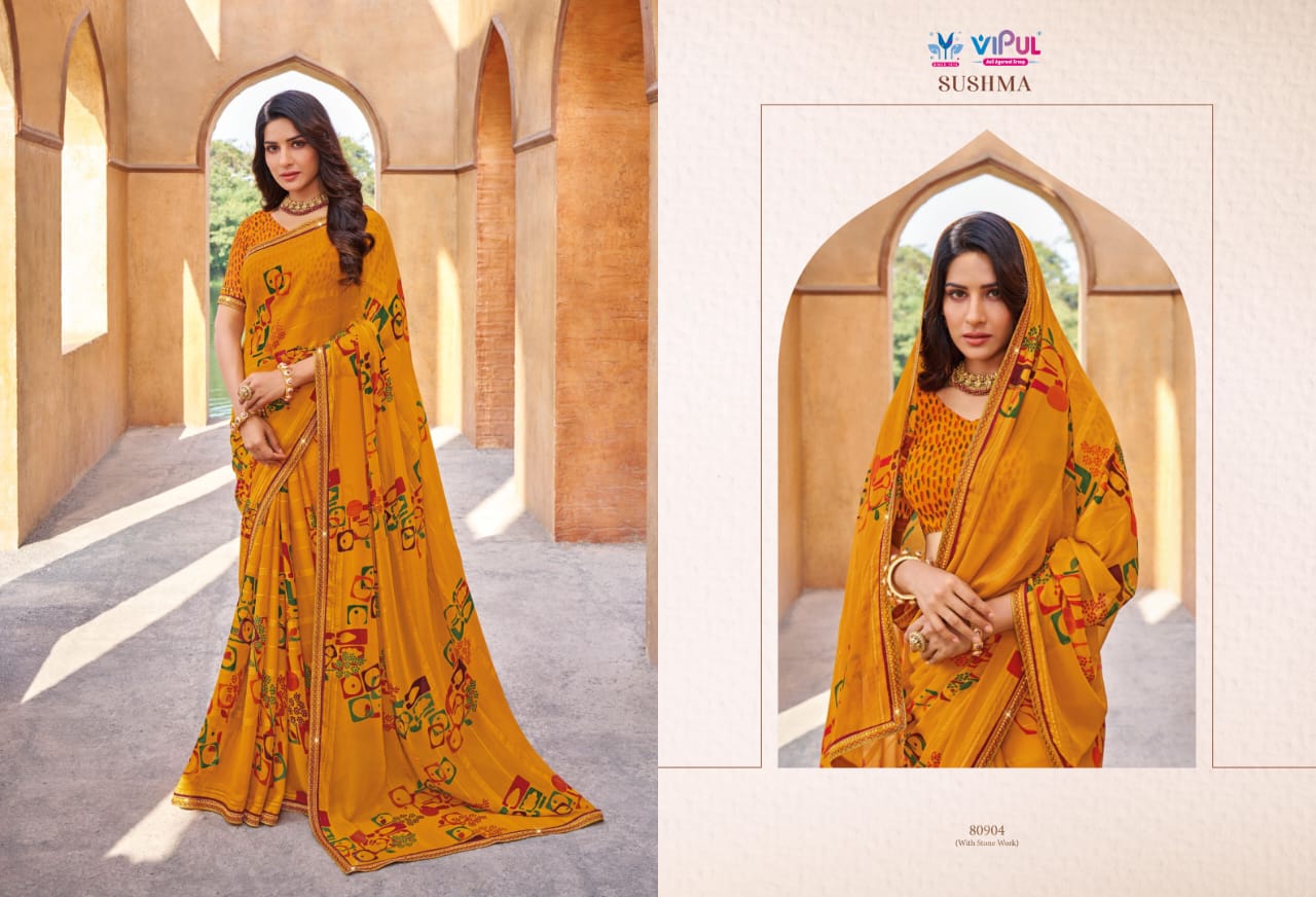 Sushma Vipul Georgette Sarees Wholesale Rate