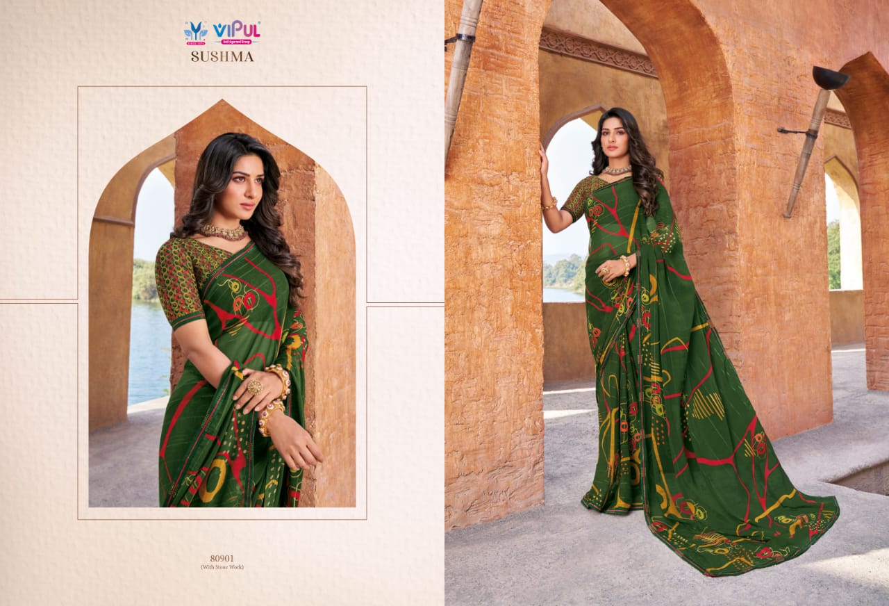 Sushma Vipul Georgette Sarees Wholesale Rate