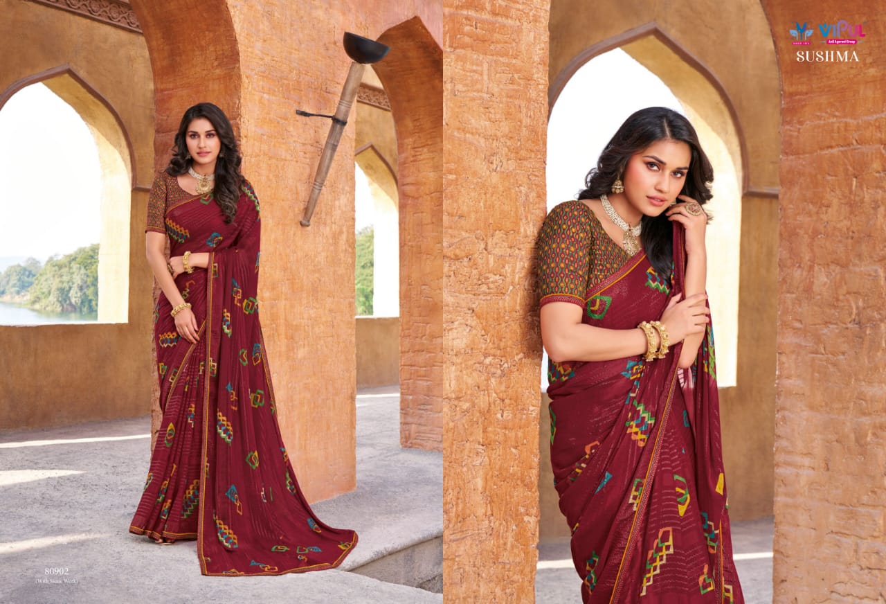 Sushma Vipul Georgette Sarees Wholesale Rate