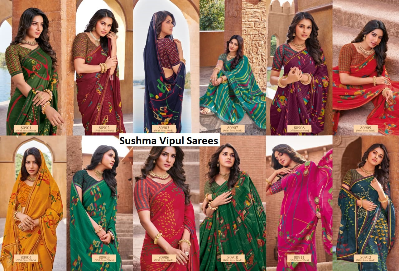 Sushma Vipul Georgette Sarees Wholesale Rate