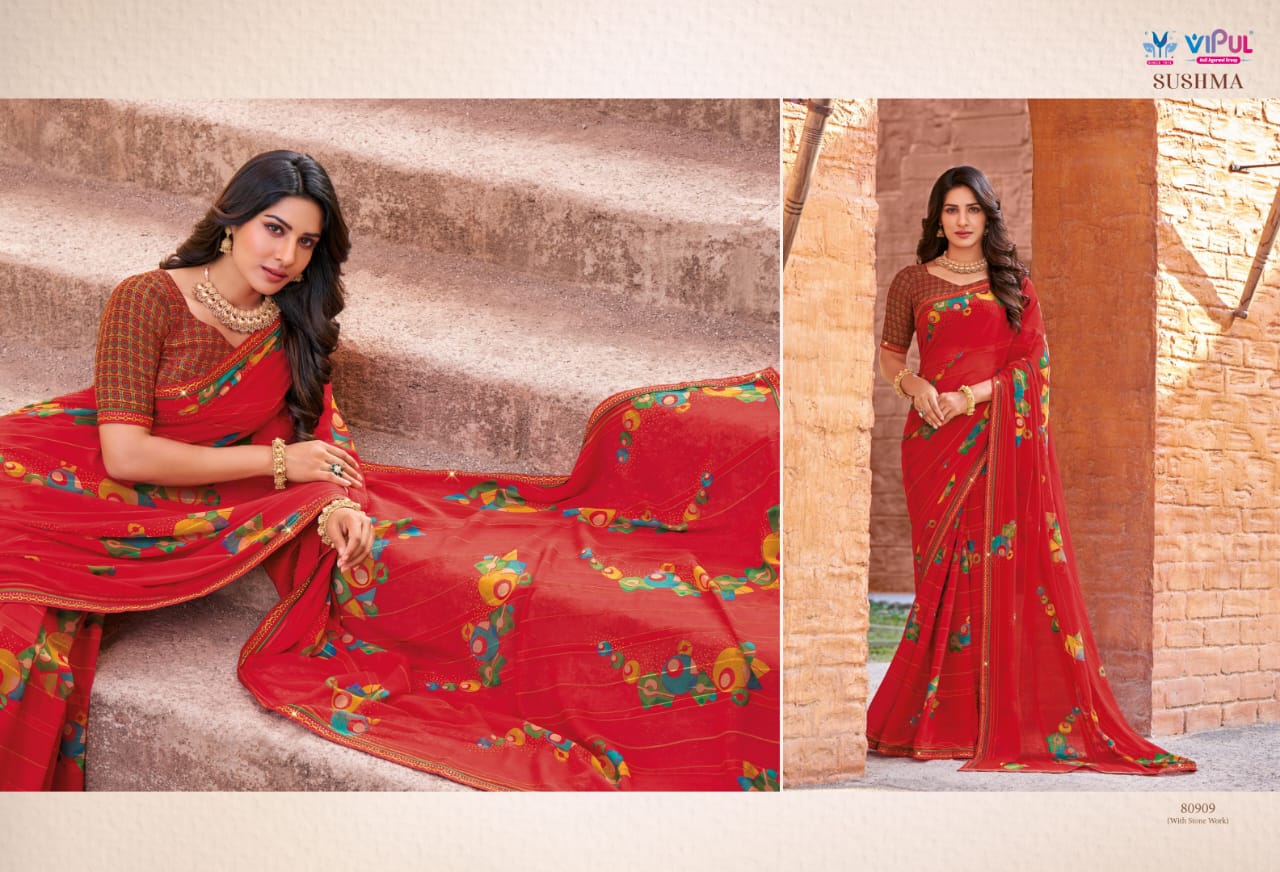 Sushma Vipul Georgette Sarees Wholesale Rate