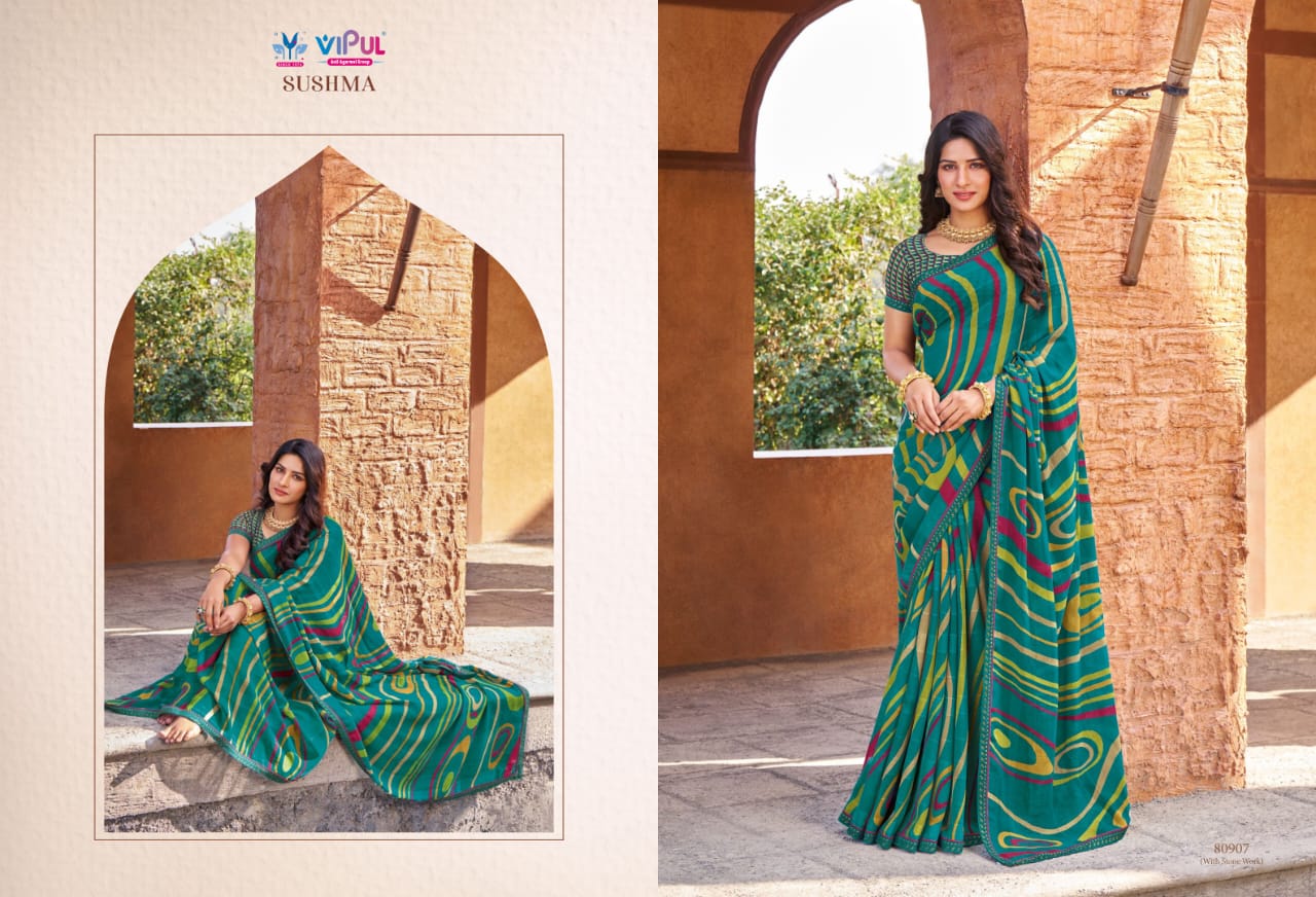 Sushma Vipul Georgette Sarees Wholesale Rate