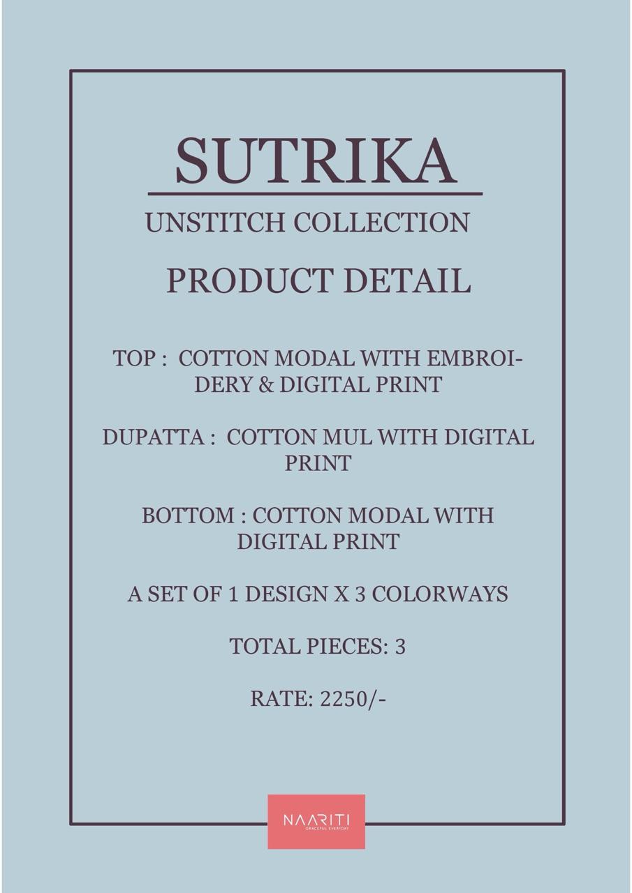 Sutrika Naariti Cotton Pant Style Suits Manufacturer Ahmedabad