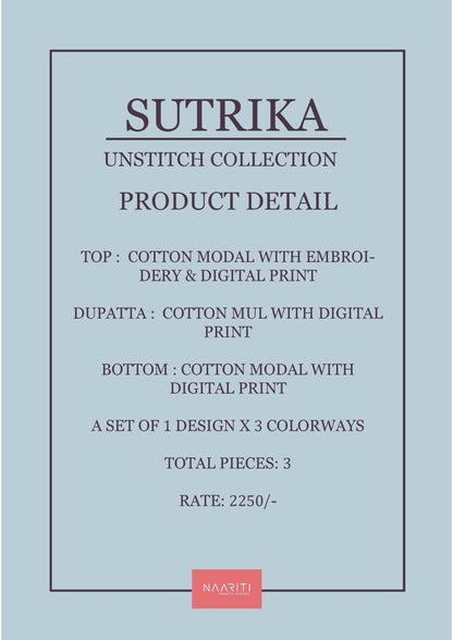 Sutrika Naariti Cotton Pant Style Suits Manufacturer Ahmedabad