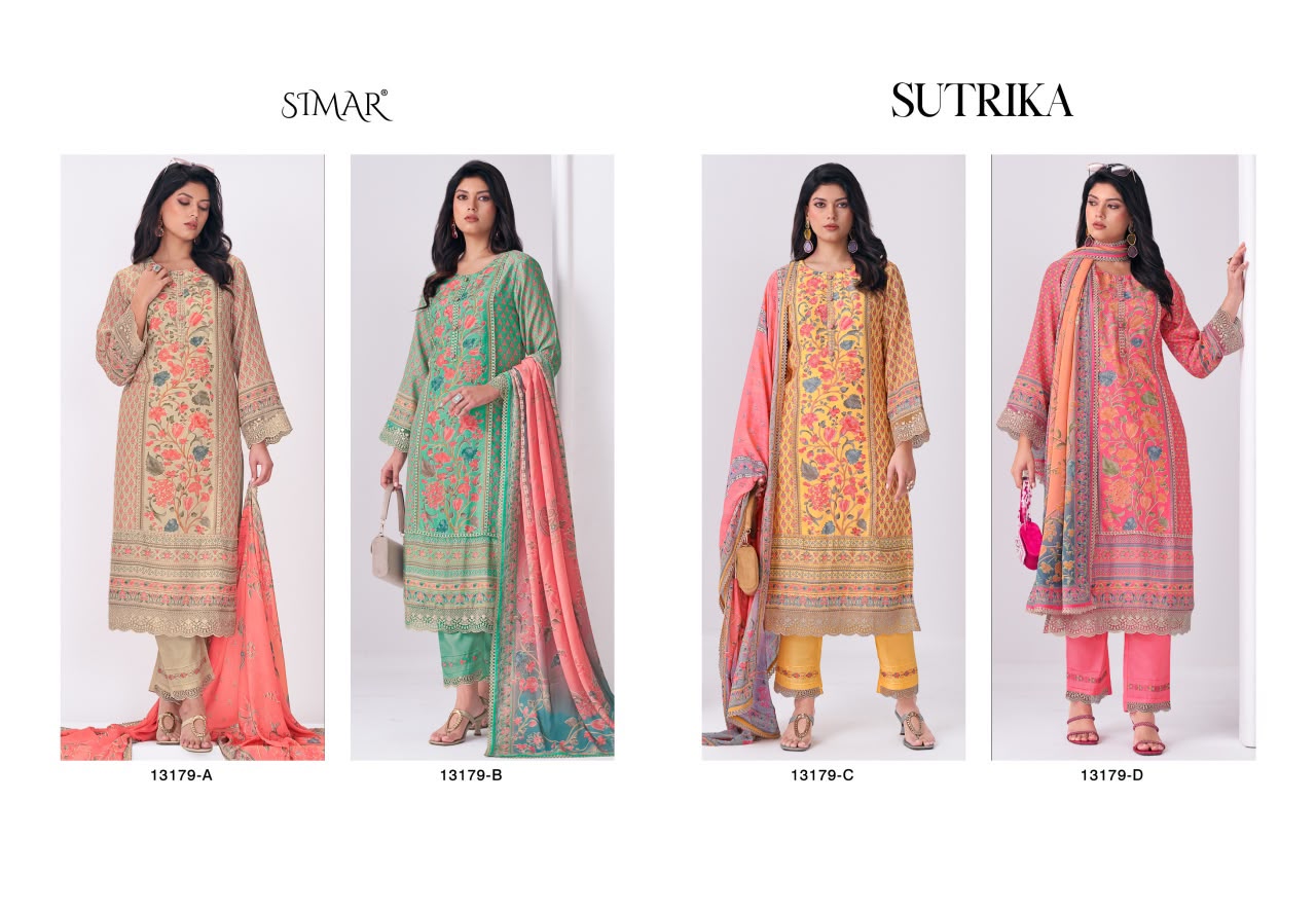 Sutrika Simar Viscose Muslin Pant Style Suits Supplier Ahmedabad