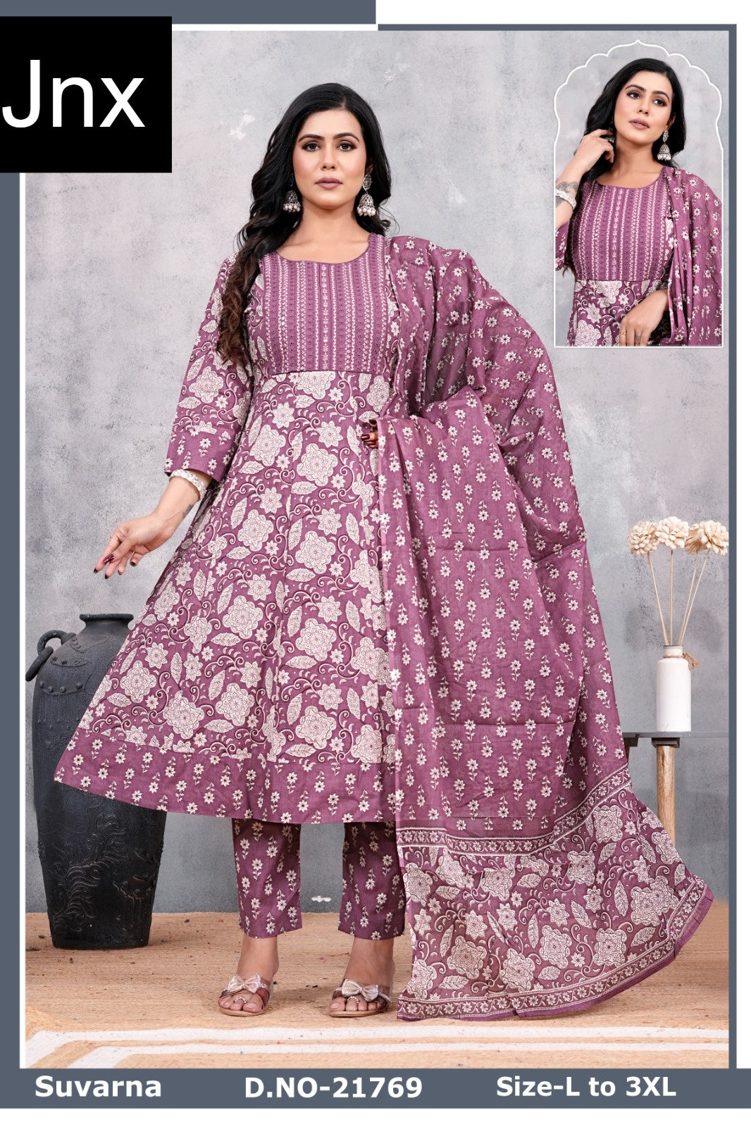 Suvarna 1511 Jnx Cambric Cotton Readymade Anarkali Suits Wholesaler Gujarat