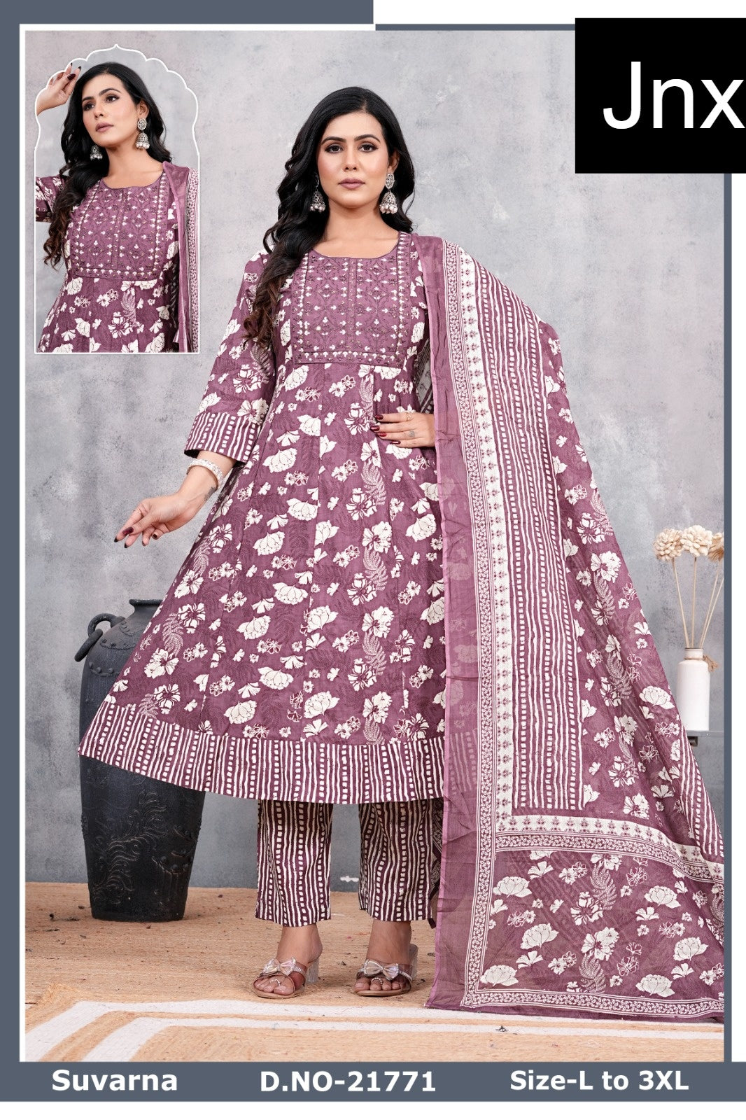 Suvarna 1511 Jnx Cambric Cotton Readymade Anarkali Suits Wholesaler Gujarat