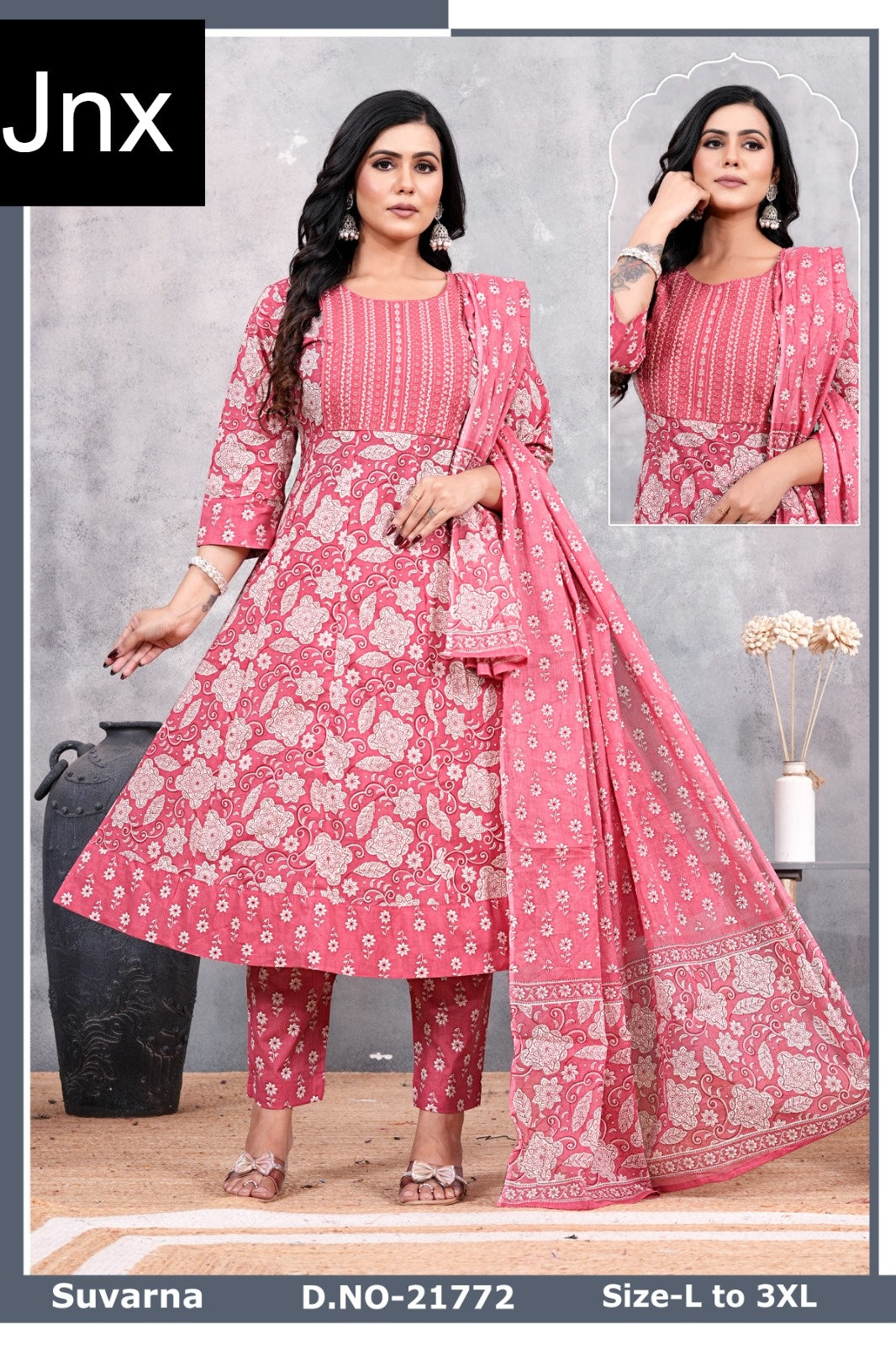 Suvarna 1511 Jnx Cambric Cotton Readymade Anarkali Suits Wholesaler Gujarat