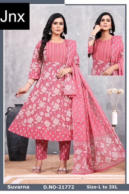 Suvarna 1511 Jnx Cambric Cotton Readymade Anarkali Suits Wholesaler Gujarat