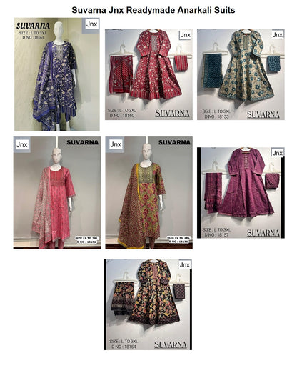Suvarna Jnx Cambric Cotton Readymade Anarkali Suits Manufacturer Ahmedabad