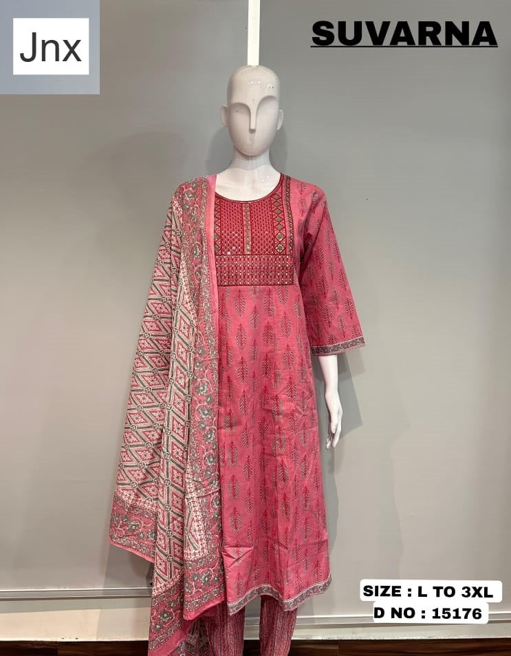 Suvarna Jnx Cambric Cotton Readymade Anarkali Suits Manufacturer Ahmedabad