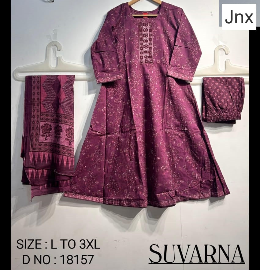 Suvarna Jnx Cambric Cotton Readymade Anarkali Suits Manufacturer Ahmedabad