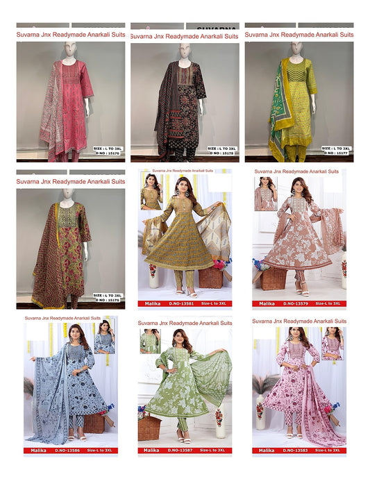 Suvarna Jnx Cambric Readymade Anarkali Suits Manufacturer India
