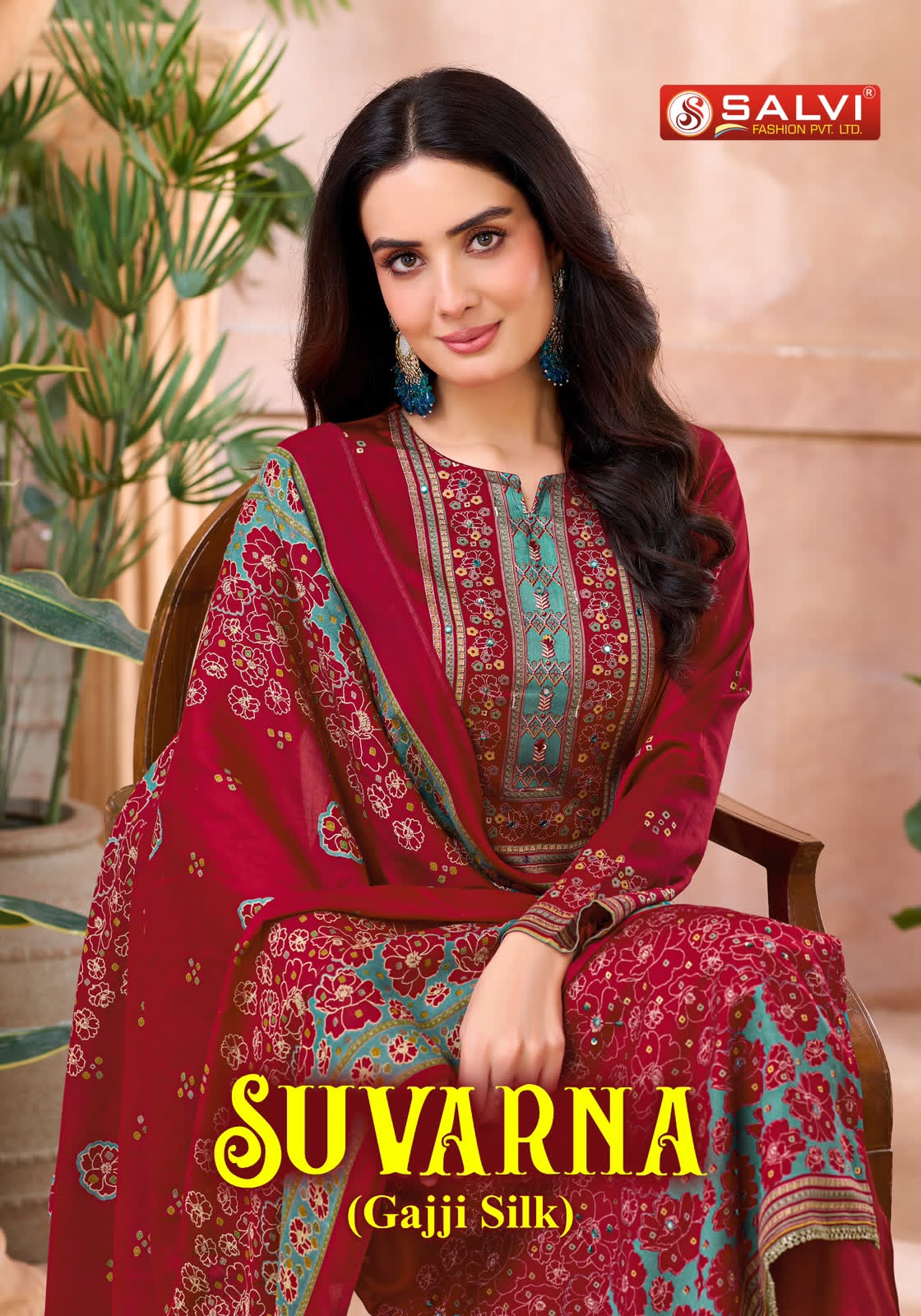 Suvarna Salvi Fashion Gaji Silk Pant Style Suits Manufacturer Ahmedabad