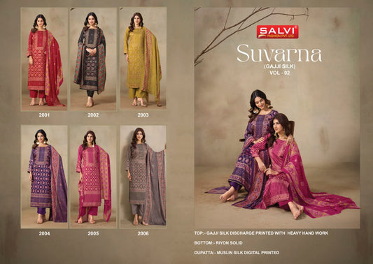 Suvarna Vol 2 Salvi Fashion Gajji Silk Pant Style Suits Manufacturer Ahmedabad