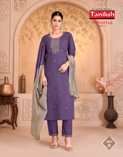 Suvarna Vol 3 Taniksh Roman Readymade Pant Style Suits Exporter Ahmedabad