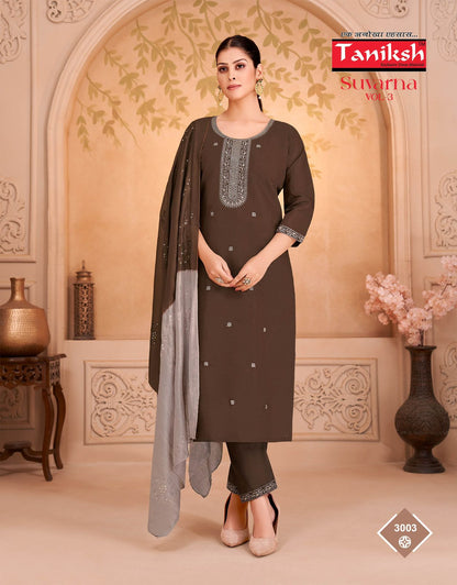 Suvarna Vol 3 Taniksh Roman Readymade Pant Style Suits Exporter Ahmedabad