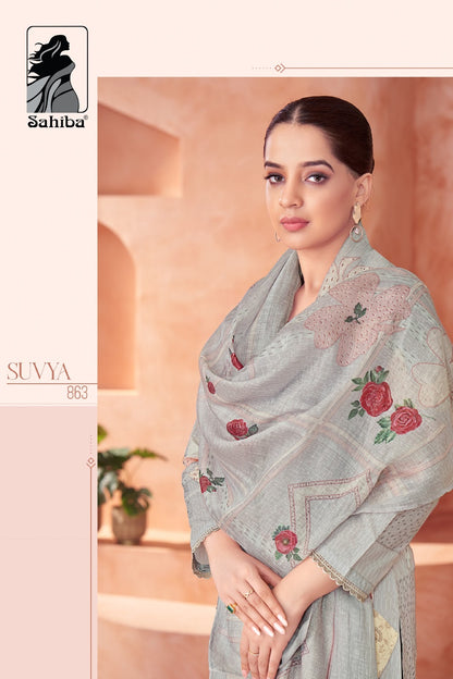 Suvya Sahiba Cotton Lawn Pant Style Suits Wholesaler Ahmedabad