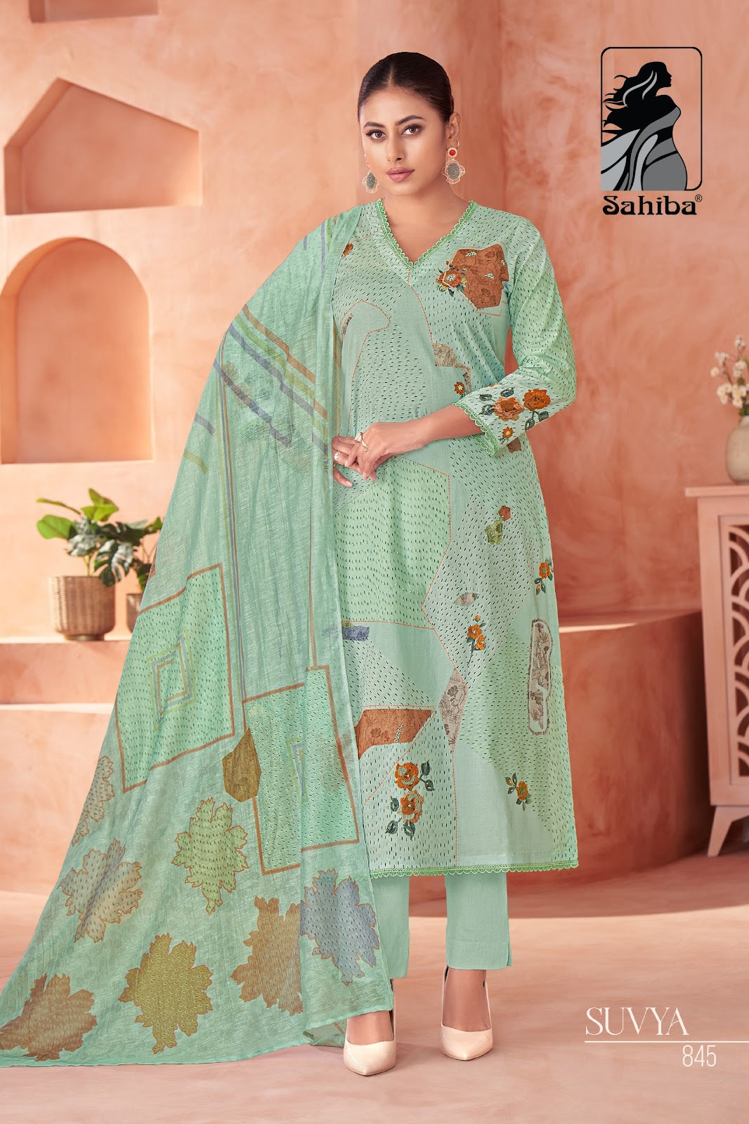 Suvya Sahiba Cotton Lawn Pant Style Suits Wholesaler Ahmedabad