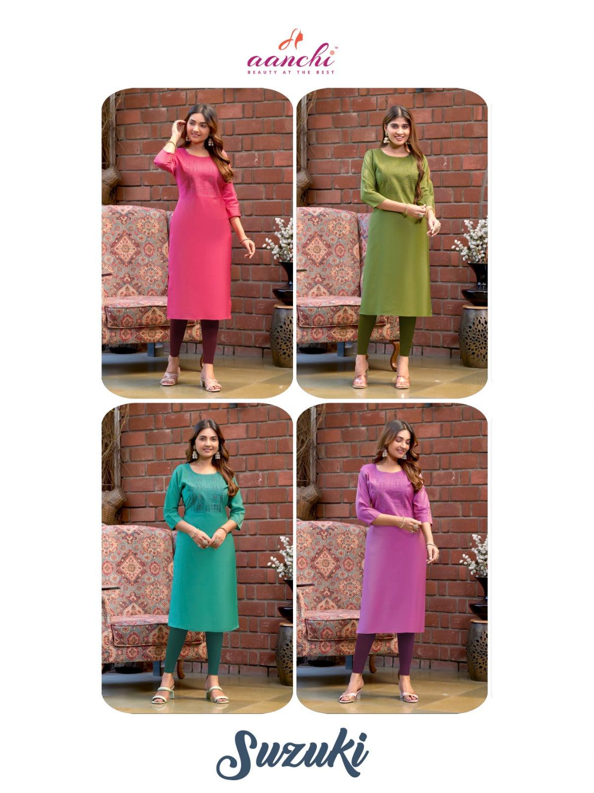 Suzuki Aanchi Roman Long Straight Kurti Exporter