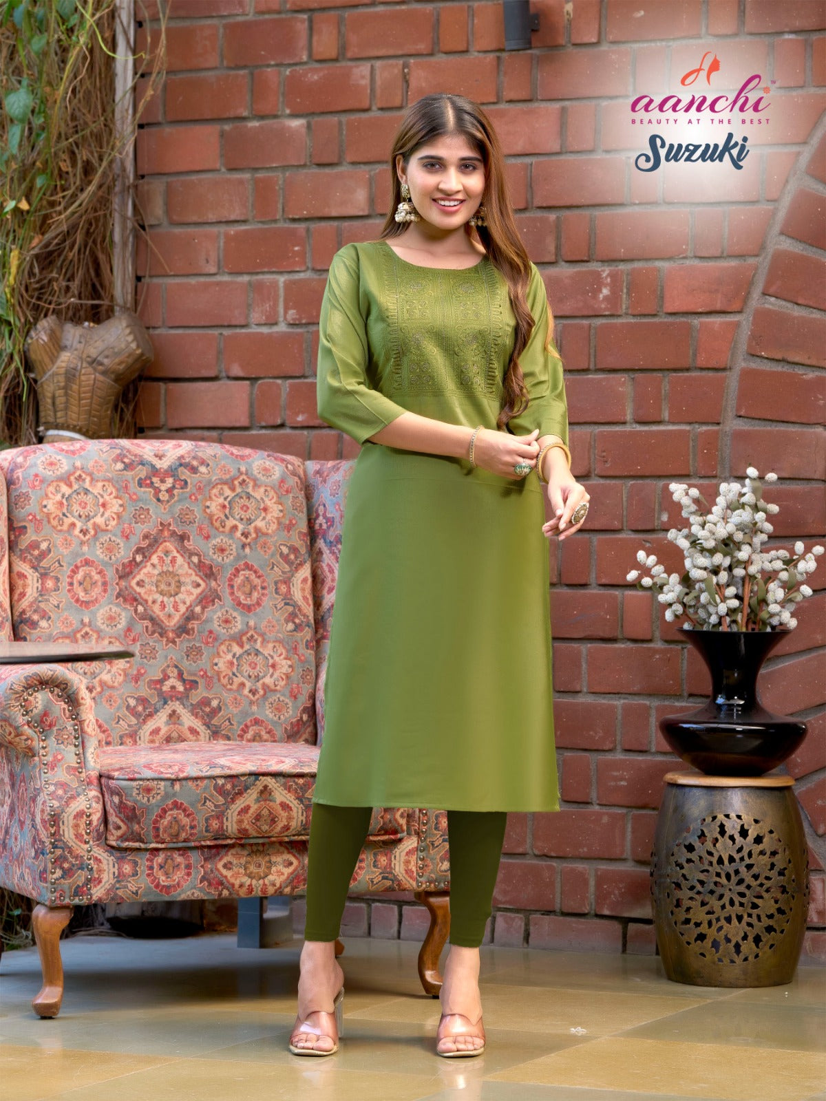 Suzuki Aanchi Roman Long Straight Kurti Exporter