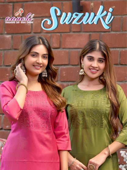 Suzuki Aanchi Roman Long Straight Kurti Exporter