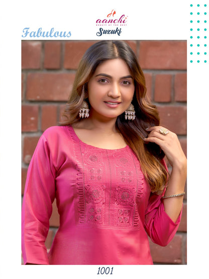 Suzuki Aanchi Roman Long Straight Kurti Exporter