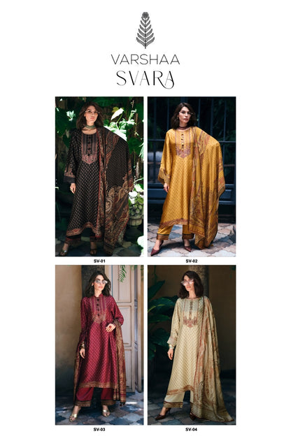 Svara Varshaa Viscose Crape Pant Style Suits Wholesaler Gujarat