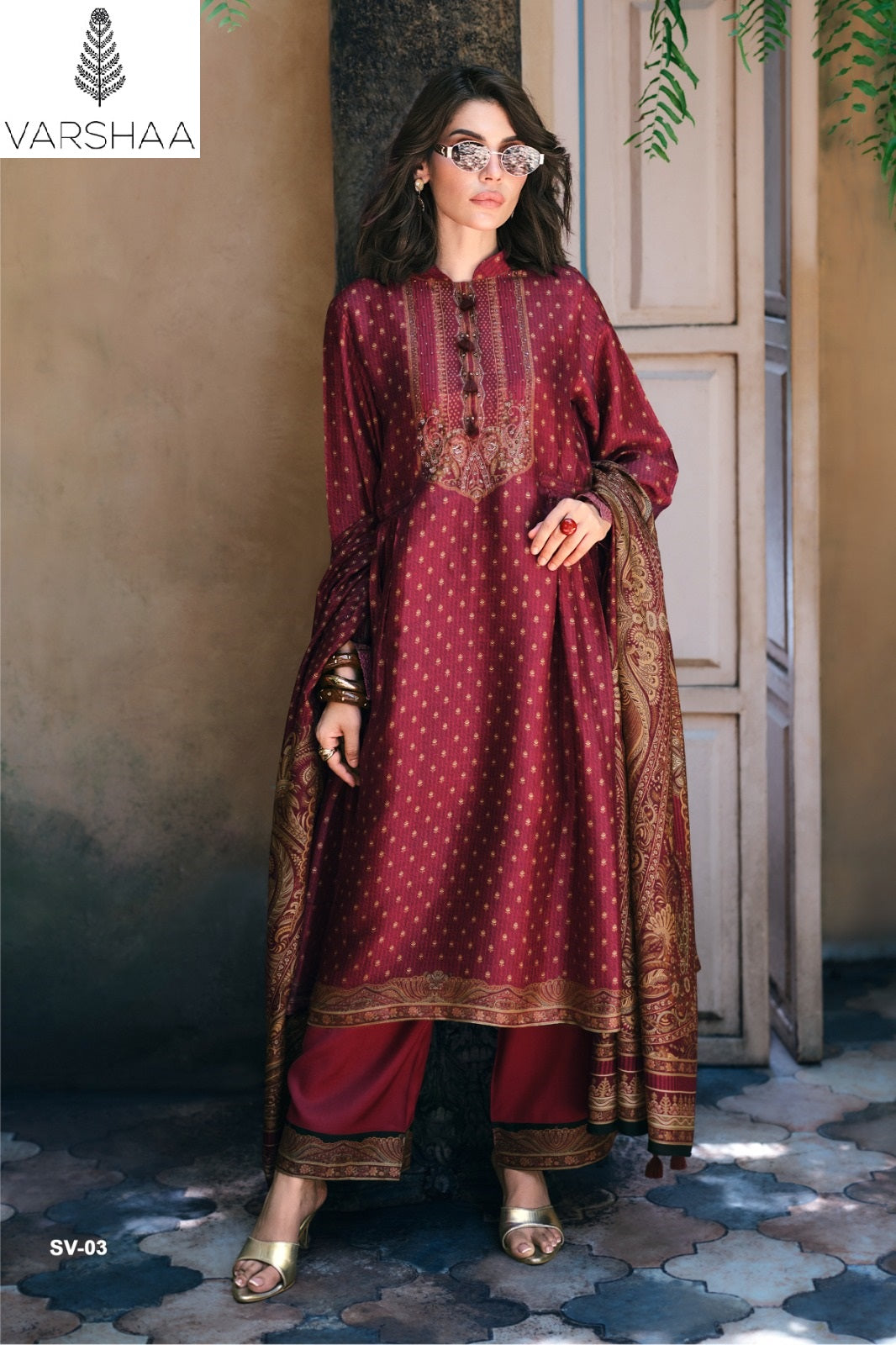 Svara Varshaa Viscose Crape Pant Style Suits Wholesaler Gujarat