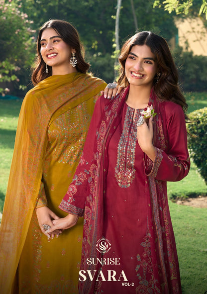 Svara Vol 2 Sunrise Jam Satin Pant Style Suits Exporter Ahmedabad