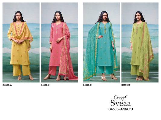 Sveaa 4506 Ganga Cotton Pant Style Suits Wholesaler Gujarat