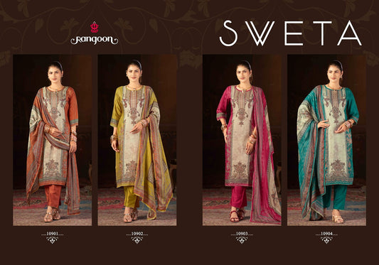 Sveta Rangoon Muslin Readymade Pant Style Suits Exporter