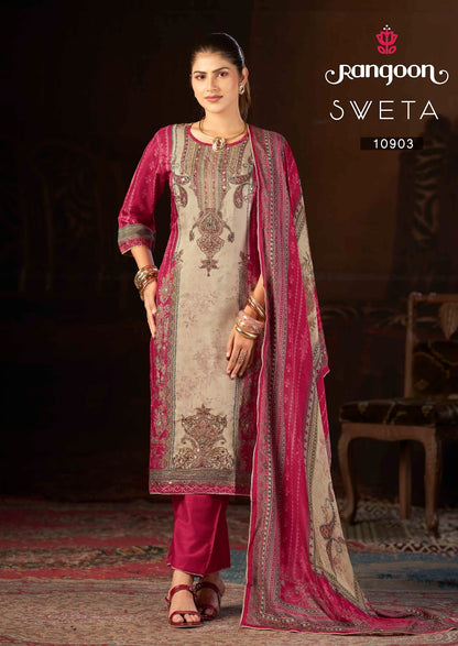 Sveta Rangoon Muslin Readymade Pant Style Suits Exporter