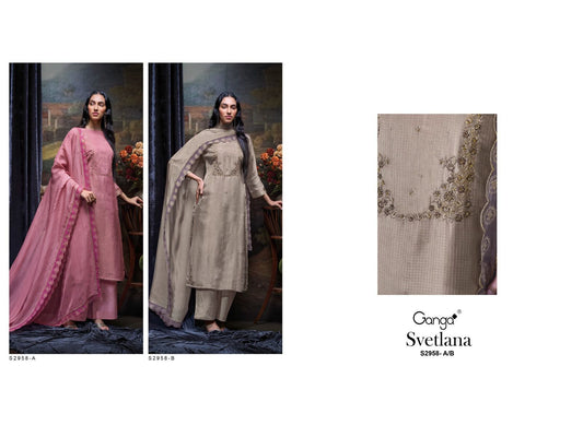 Svetlana S2958 Ganga Silk Jacquard Plazzo Style Suits Manufacturer India