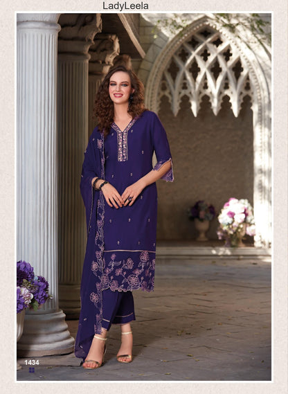 Swaara Ladyleela Viscose Silk Readymade Pant Style Suits Supplier