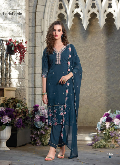Swaara Ladyleela Viscose Silk Readymade Pant Style Suits Supplier