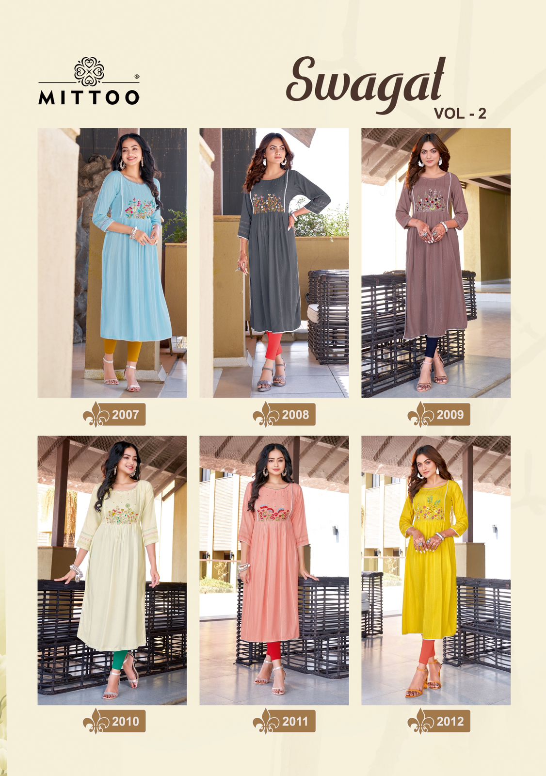 Swagat Vol 2 Mittoo Rayon Naira Cut Kurtis Exporter Ahmedabad