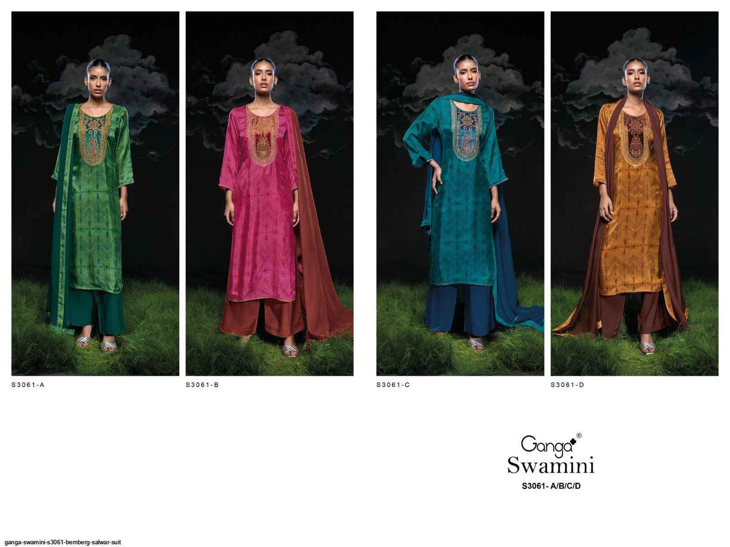Swamini S3061 Ganga Bemberg Plazzo Style Suits Wholesaler