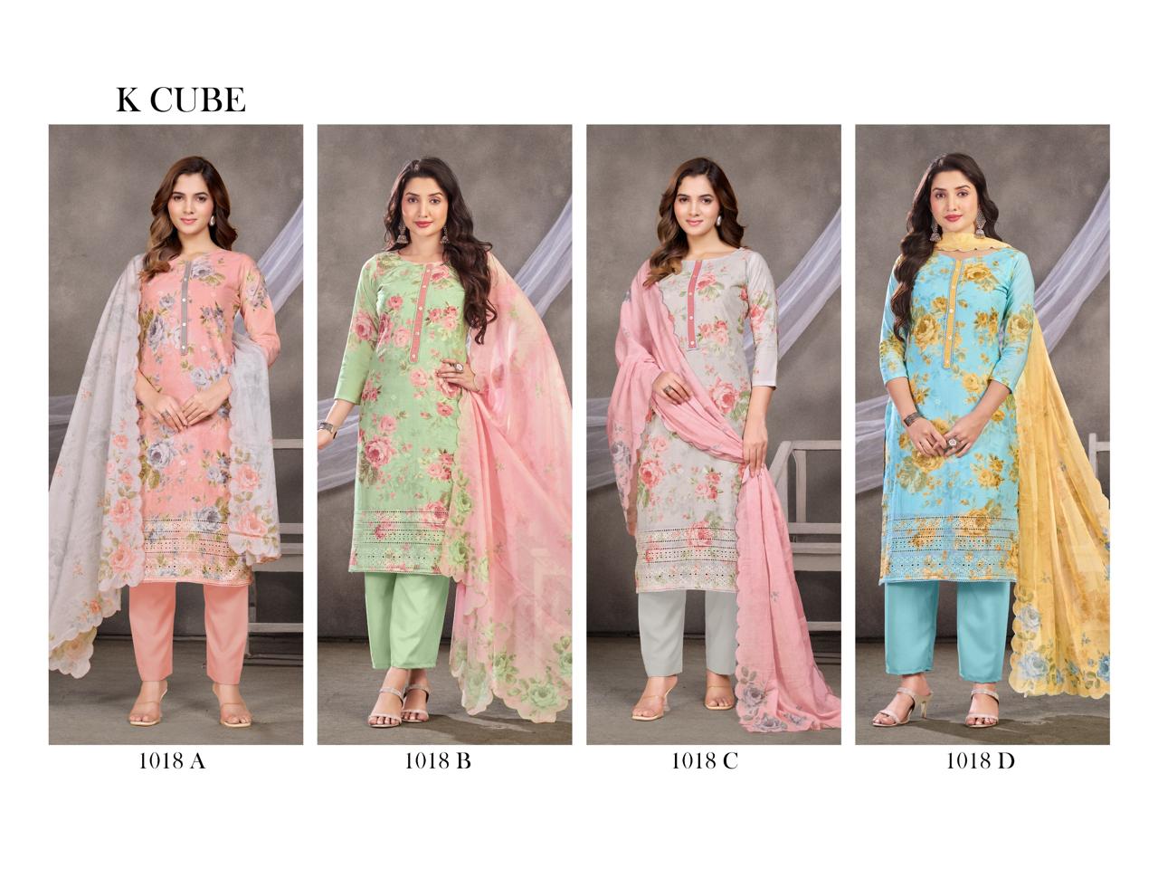 Swara 1018 K Cube Cotton Pant Style Suits Supplier India